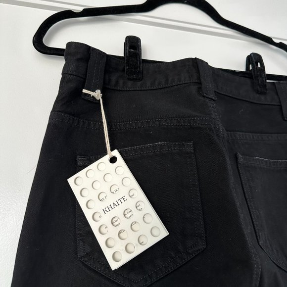 ❌SOLD❌NWT Khaite Preen Denim Pants Curved In-seam Wide-leg Jeans Sz 30 Black - Picture 11 of 11